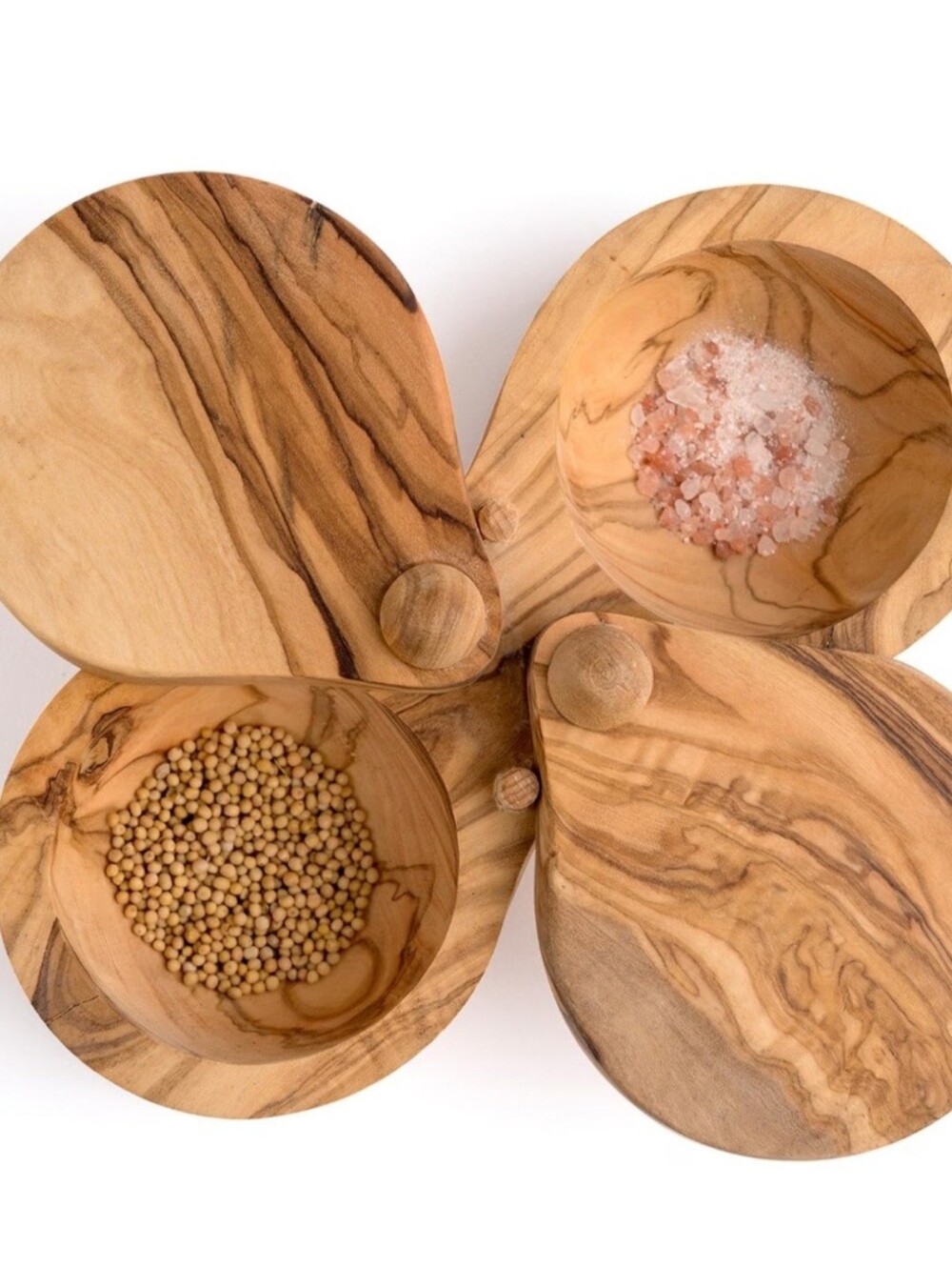 Olive Wood Double Salt Cellar - Berard